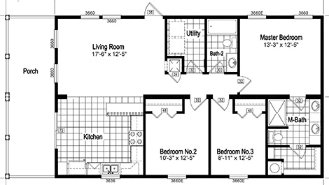 Sample of 3 bed, 2 bath home.