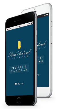 iPhone 6 showing First Federal's mobile banking.