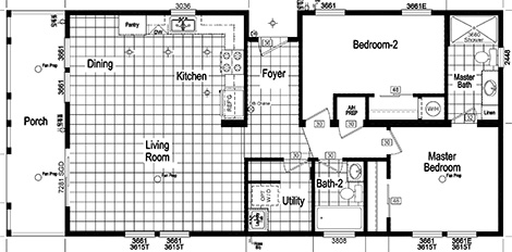 Sample of 2 bedroom, 2 bath home. 