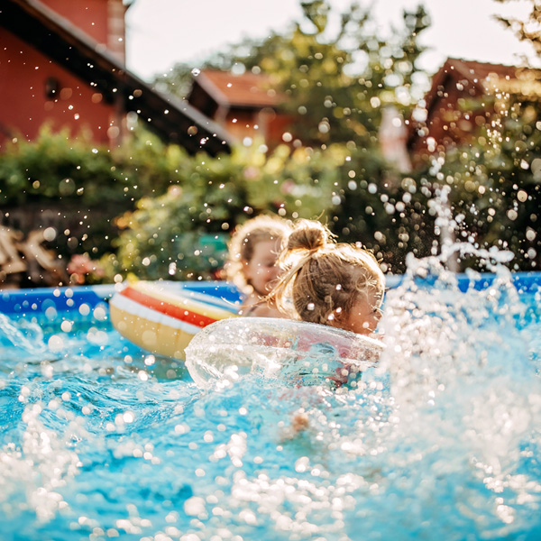 Kids having fun in the pool