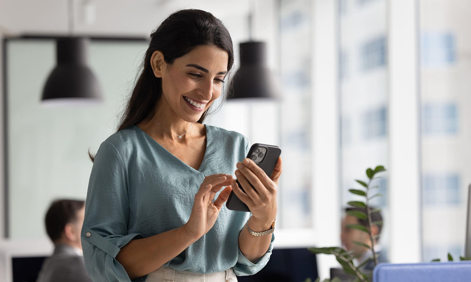 woman banking on her phone